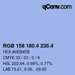 カラーコード: RGB 158 180.4 235.4 | qconv.com