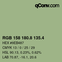 カラーコード: RGB 158 180.8 135.4 | qconv.com