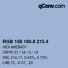 カラーコード: RGB 158 180.8 215.4 | qconv.com