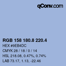カラーコード: RGB 158 180.8 220.4 | qconv.com