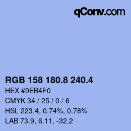 カラーコード: RGB 158 180.8 240.4 | qconv.com