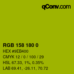 カラーコード: RGB 158 180 0 | qconv.com