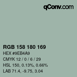 Color code: RGB 158 180 169 | qconv.com