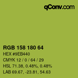 Color code: RGB 158 180 64 | qconv.com