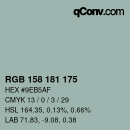 カラーコード: RGB 158 181 175 | qconv.com