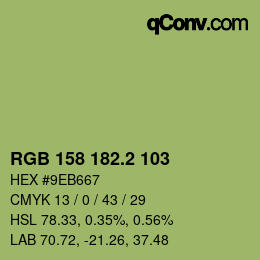 カラーコード: RGB 158 182.2 103 | qconv.com