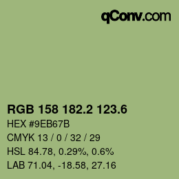 カラーコード: RGB 158 182.2 123.6 | qconv.com