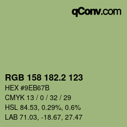 カラーコード: RGB 158 182.2 123 | qconv.com