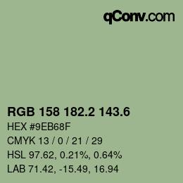 カラーコード: RGB 158 182.2 143.6 | qconv.com