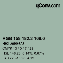 カラーコード: RGB 158 182.2 168.6 | qconv.com
