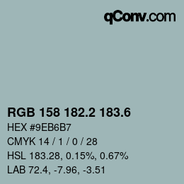 カラーコード: RGB 158 182.2 183.6 | qconv.com
