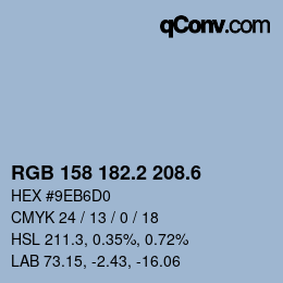 カラーコード: RGB 158 182.2 208.6 | qconv.com