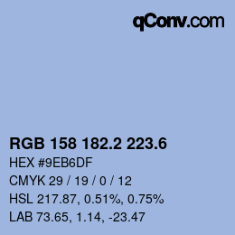カラーコード: RGB 158 182.2 223.6 | qconv.com