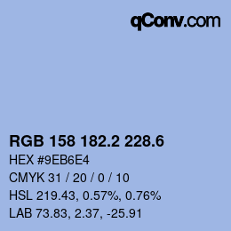 カラーコード: RGB 158 182.2 228.6 | qconv.com
