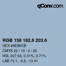 カラーコード: RGB 158 182.6 203.6 | qconv.com