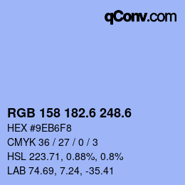 カラーコード: RGB 158 182.6 248.6 | qconv.com