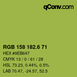 カラーコード: RGB 158 182.6 71 | qconv.com