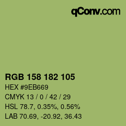 カラーコード: RGB 158 182 105 | qconv.com
