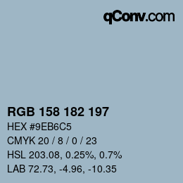 カラーコード: RGB 158 182 197 | qconv.com