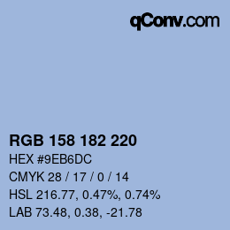 カラーコード: RGB 158 182 220 | qconv.com