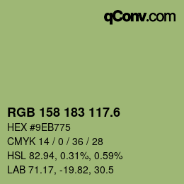 カラーコード: RGB 158 183 117.6 | qconv.com