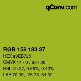 Color code: RGB 158 183 37 | qconv.com