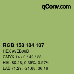 颜色代码: RGB 158 184 107 | qconv.com
