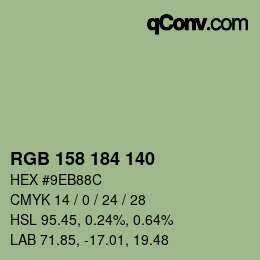 カラーコード: RGB 158 184 140 | qconv.com