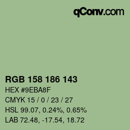 Color code: RGB 158 186 143 | qconv.com