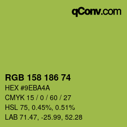 Código de color: RGB 158 186 74 | qconv.com