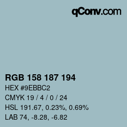 Código de color: RGB 158 187 194 | qconv.com