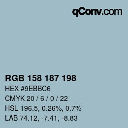 カラーコード: RGB 158 187 198 | qconv.com