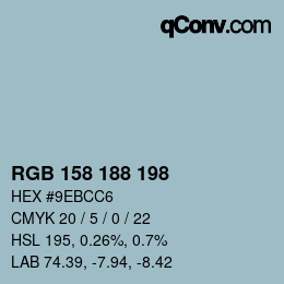Color code: RGB 158 188 198 | qconv.com