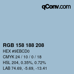 颜色代码: RGB 158 188 208 | qconv.com