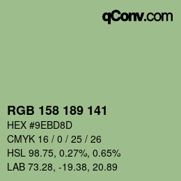 カラーコード: RGB 158 189 141 | qconv.com