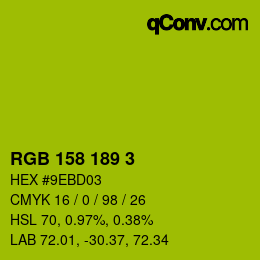 Color code: RGB 158 189 3 | qconv.com