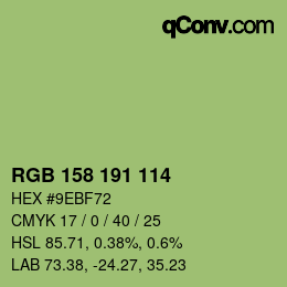 Color code: RGB 158 191 114 | qconv.com