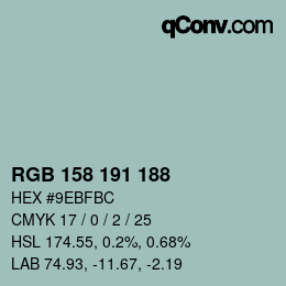 Color code: RGB 158 191 188 | qconv.com