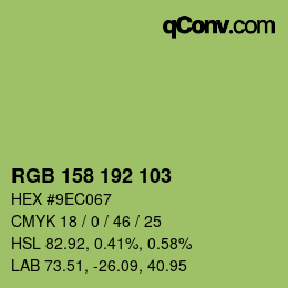 カラーコード: RGB 158 192 103 | qconv.com