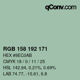 カラーコード: RGB 158 192 171 | qconv.com