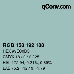 カラーコード: RGB 158 192 188 | qconv.com