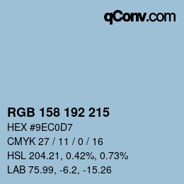 カラーコード: RGB 158 192 215 | qconv.com