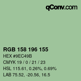 カラーコード: RGB 158 196 155 | qconv.com