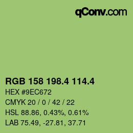カラーコード: RGB 158 198.4 114.4 | qconv.com