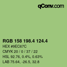カラーコード: RGB 158 198.4 124.4 | qconv.com