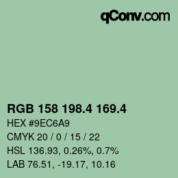 カラーコード: RGB 158 198.4 169.4 | qconv.com