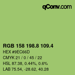カラーコード: RGB 158 198.8 109.4 | qconv.com