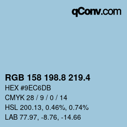 カラーコード: RGB 158 198.8 219.4 | qconv.com