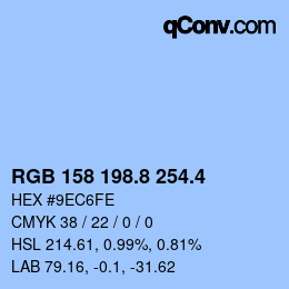 カラーコード: RGB 158 198.8 254.4 | qconv.com