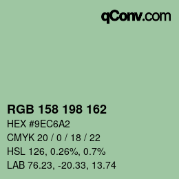 Color code: RGB 158 198 162 | qconv.com